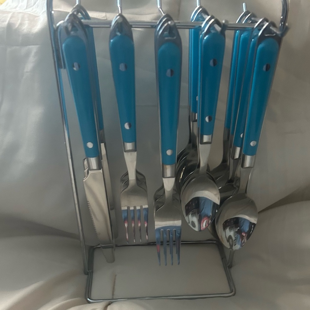 Teal Stainless Steel Flatware Set